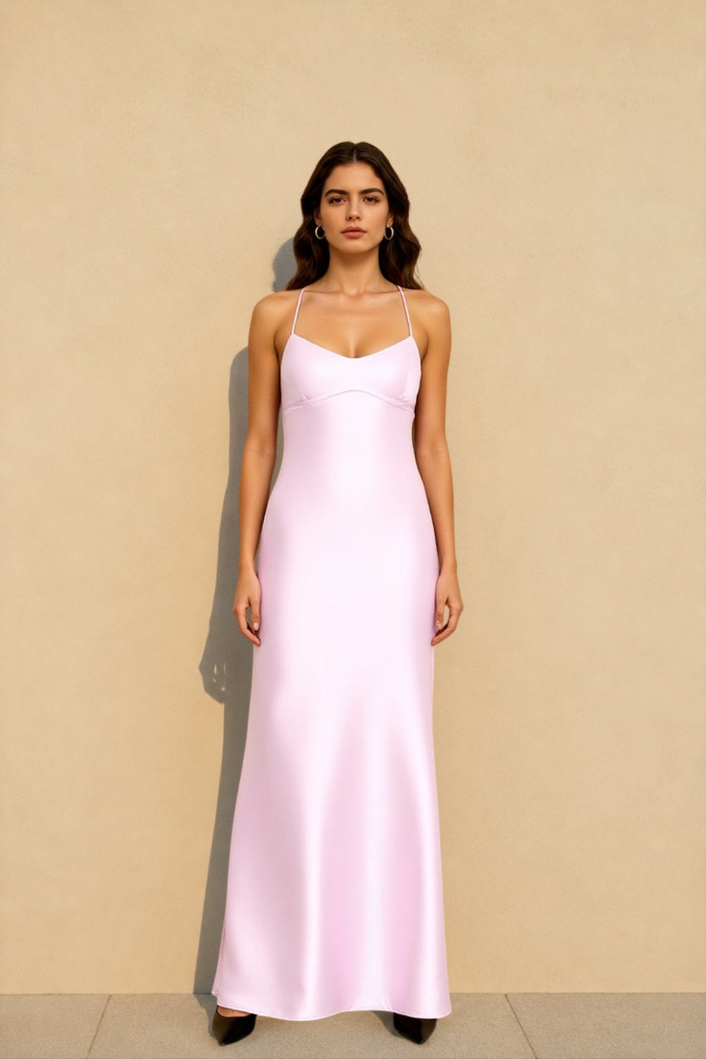 Backless Lace-Up Silk Dress - View 5