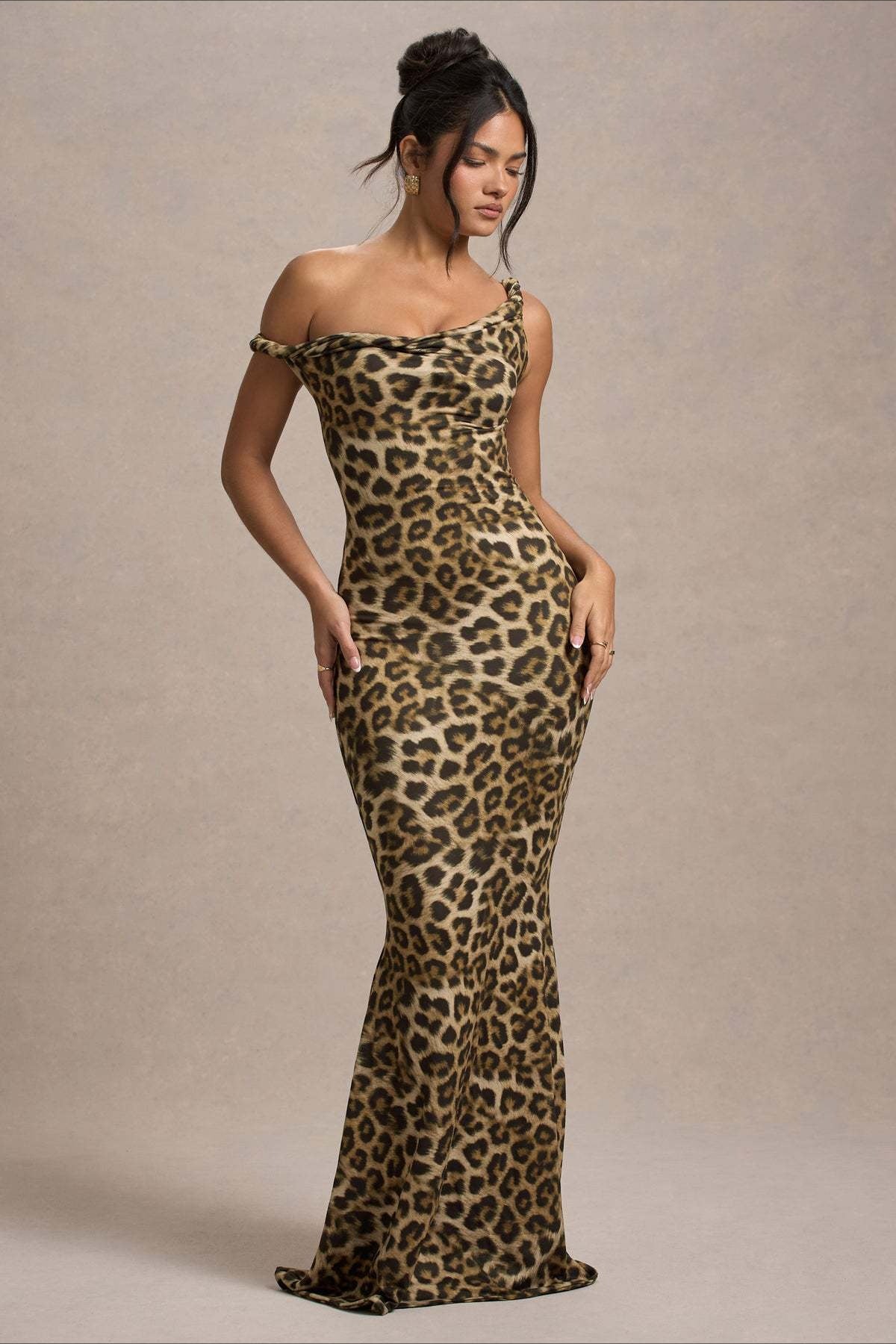 Floral Print One Shoulder Fishtail Bodycon Maxi Dress - View 5