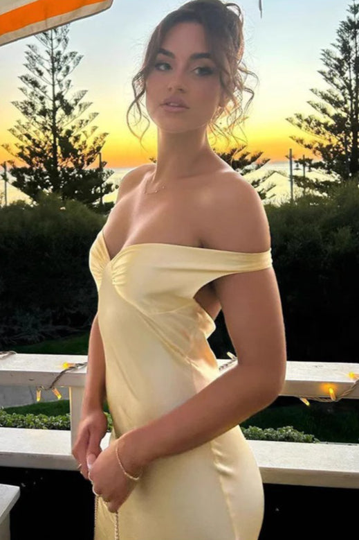 Satin Off Shoulder Ruched Bodycon Maxi Dress - View 3