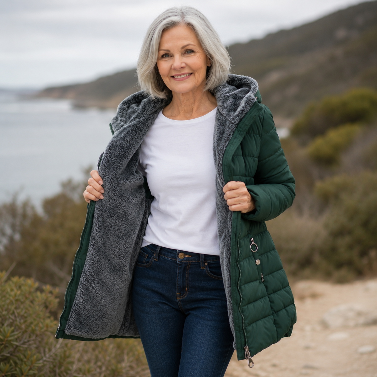 Faux Fur Hooded Quilted Longline Puffer Coat 2