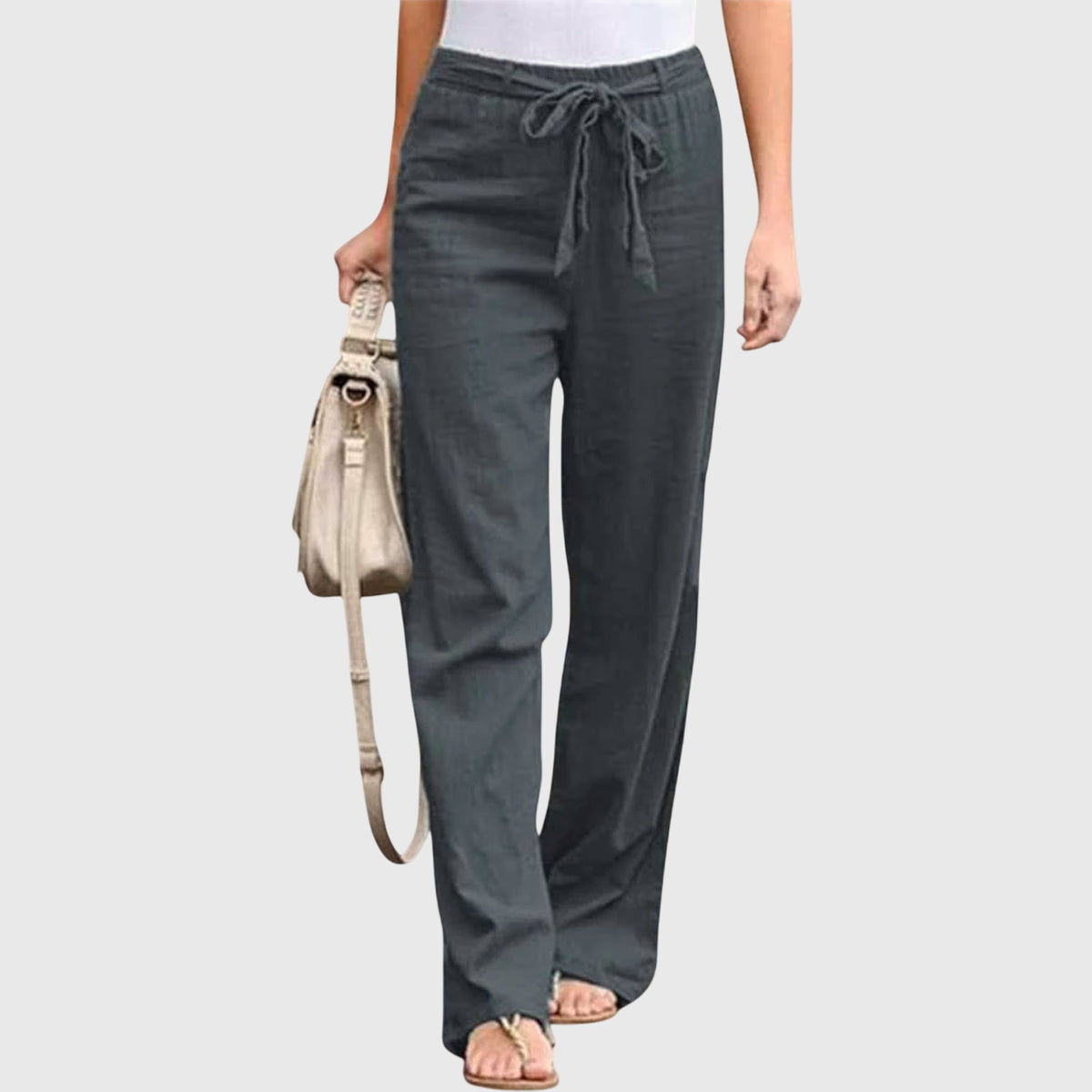 Tie Waist High Rise Wide Leg Pants 8