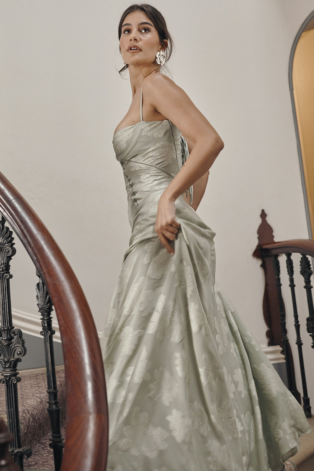 Lace Spaghetti Strap Corset Flowy Maxi Dress - View 15