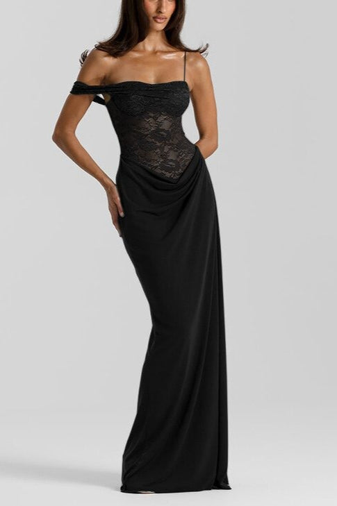 Lace Panel Tank Maxi Bodycon Dress - View 3
