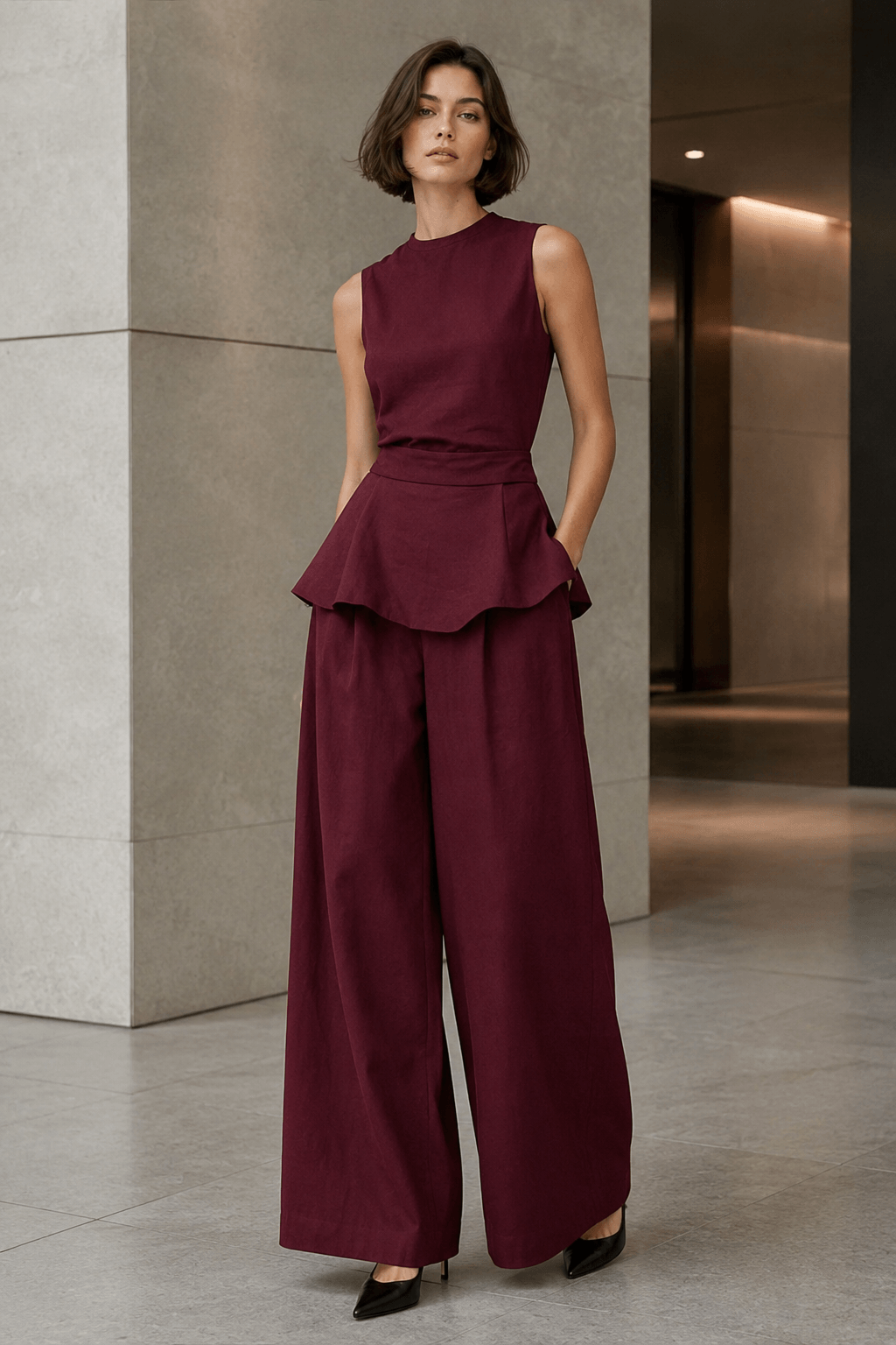 Sleeveless Minimalist Two Piece Work Set