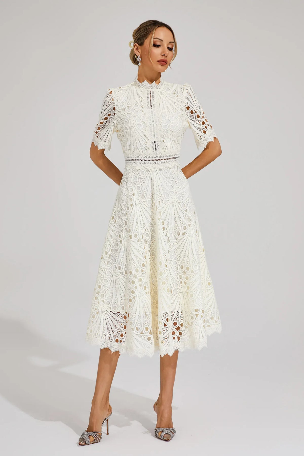 Hallie | Lace Midi Dress - View 12