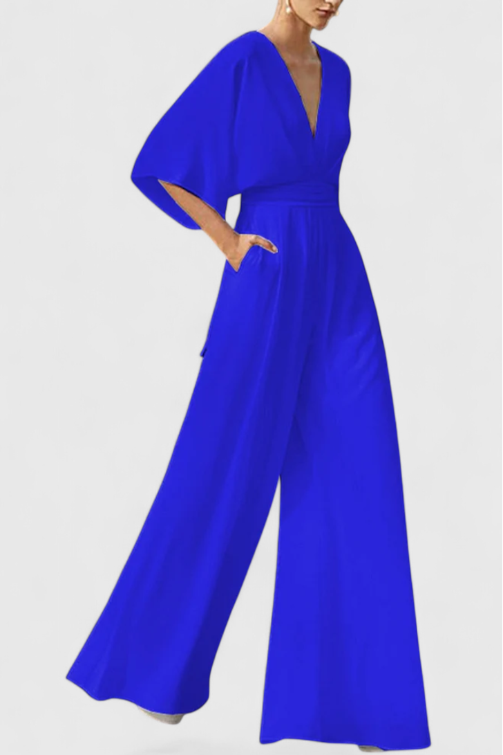 Deep V-Neck Kimono Sleeve Wide Leg Jumpsuit 7