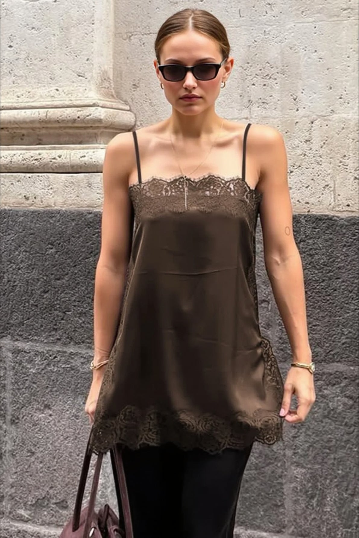 Paneled Spaghetti Strap Slip Dress
