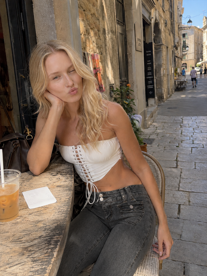 Low-Rise Flared Denim Jeans