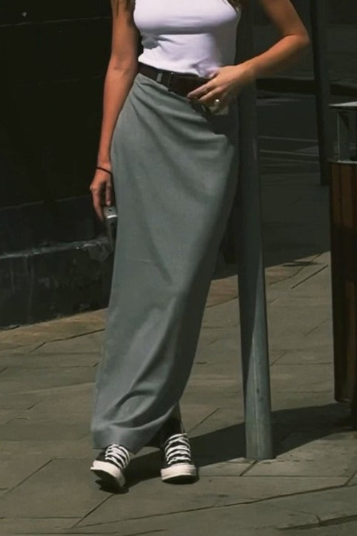 High Waist Draped Mermaid Maxi Skirt
