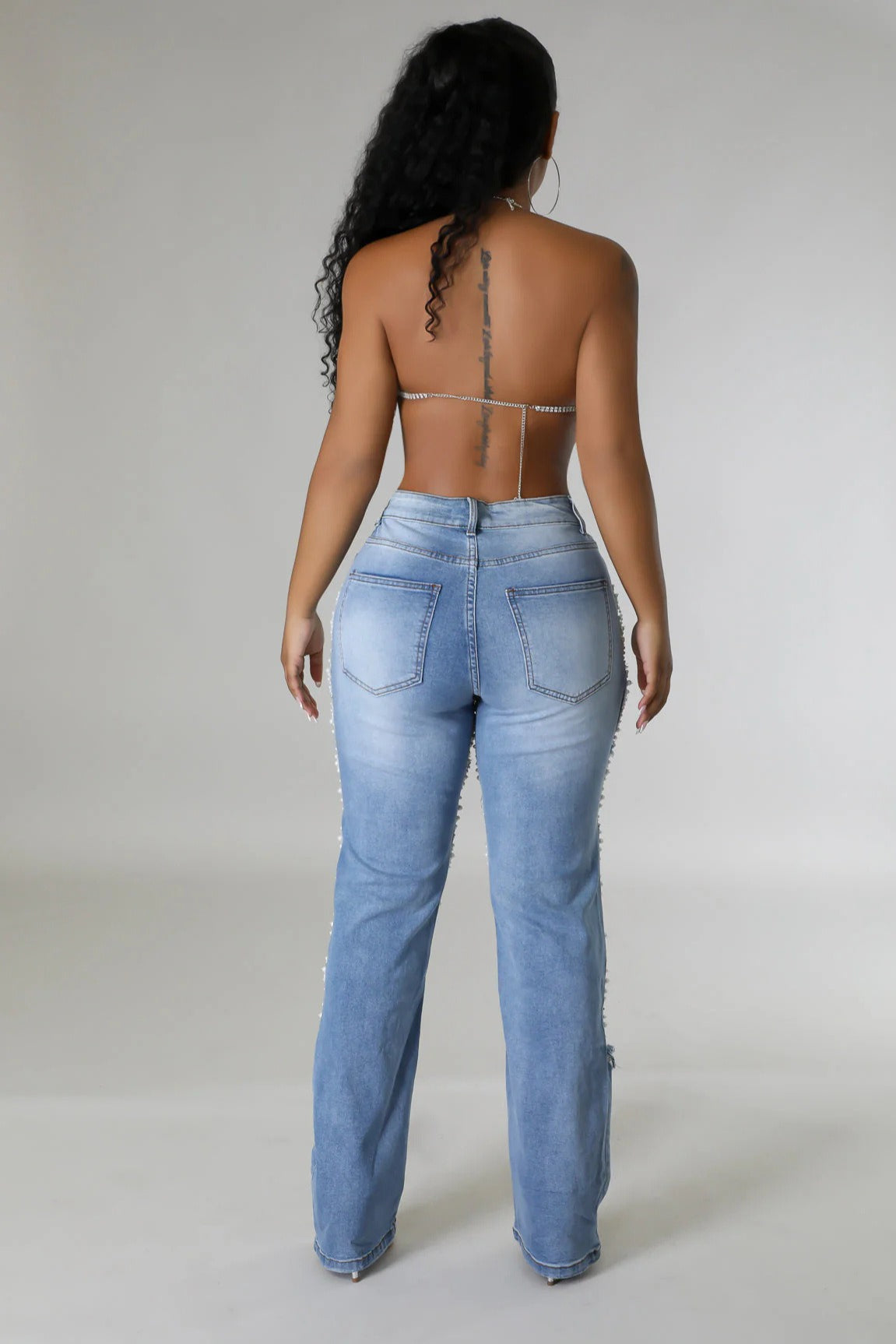 Distressed Straight-Leg Denim Jeans