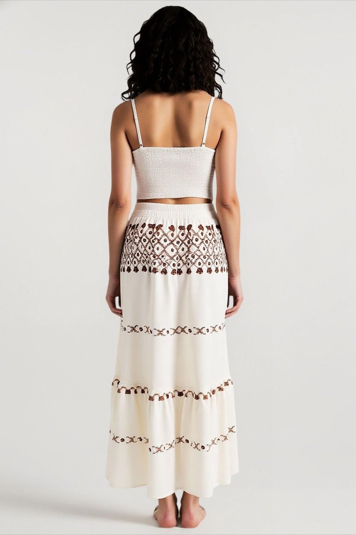 Bohemian Vacation Positioning Printed Beach Suit, Fringed