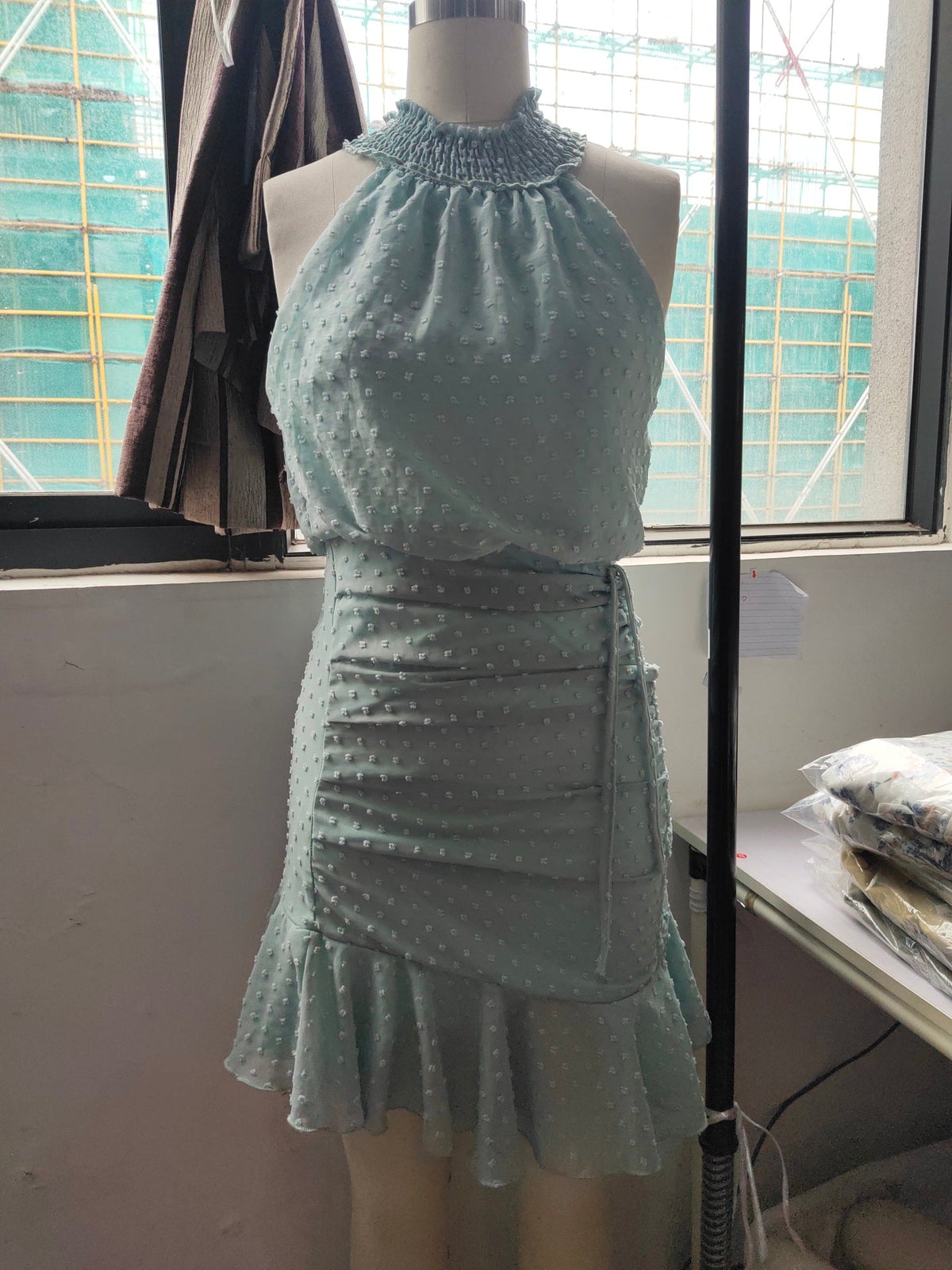 Fresh Sweet Drawstring Halter Chiffon Dress - View 6
