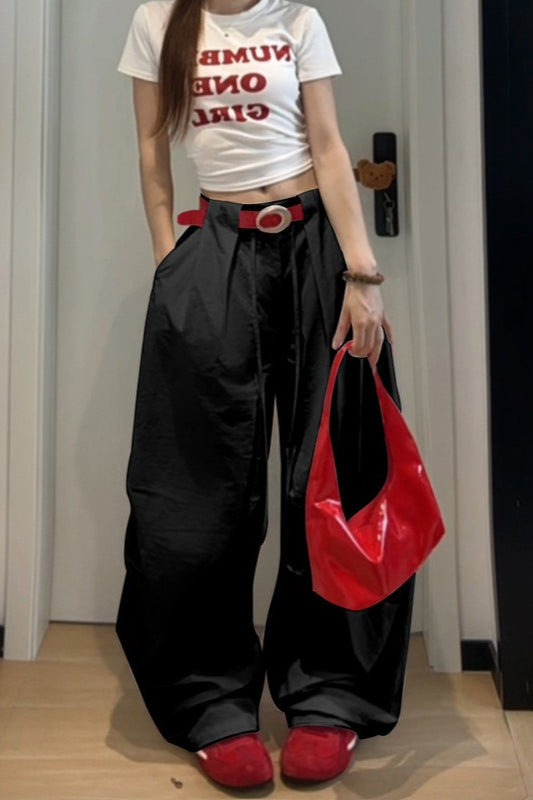 Vintage American Loose Slim Fit Wide Leg Cargo Pants