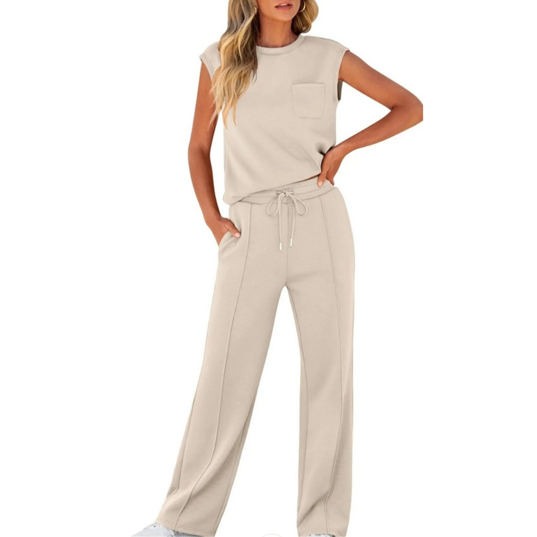 Cap Sleeve Top and Wide Leg Pants Two Piece Set 9