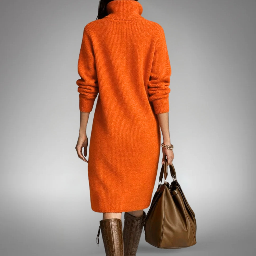 Turtleneck Long Sleeve Knit Midi Sweater Dress 4