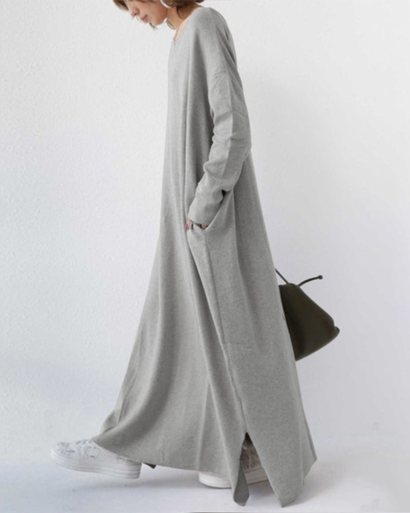Long Sleeve Ribbed Knit Sweater Dress - View 2