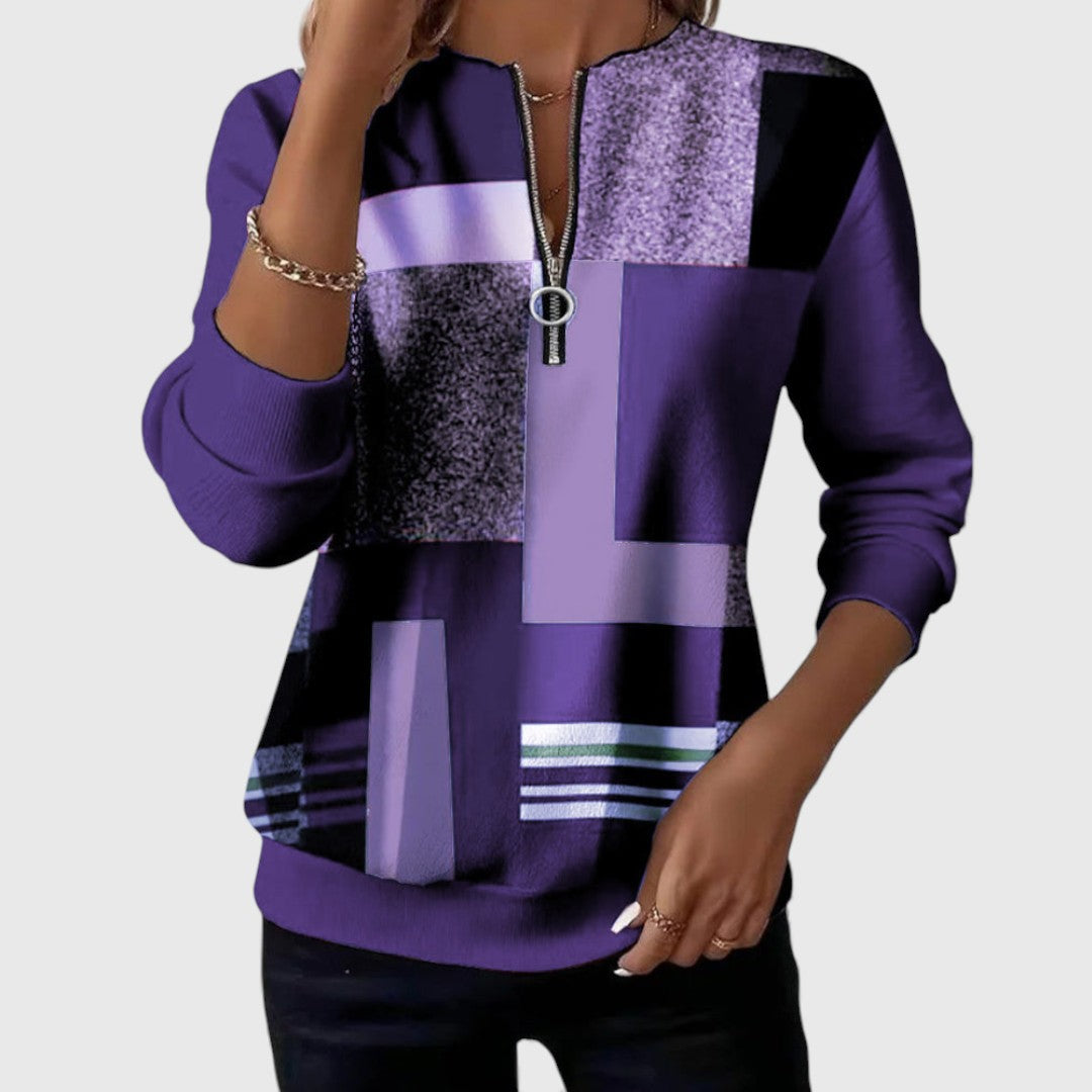 Geometric Print Quarter Zip Long Sleeve Sweatshirt 3