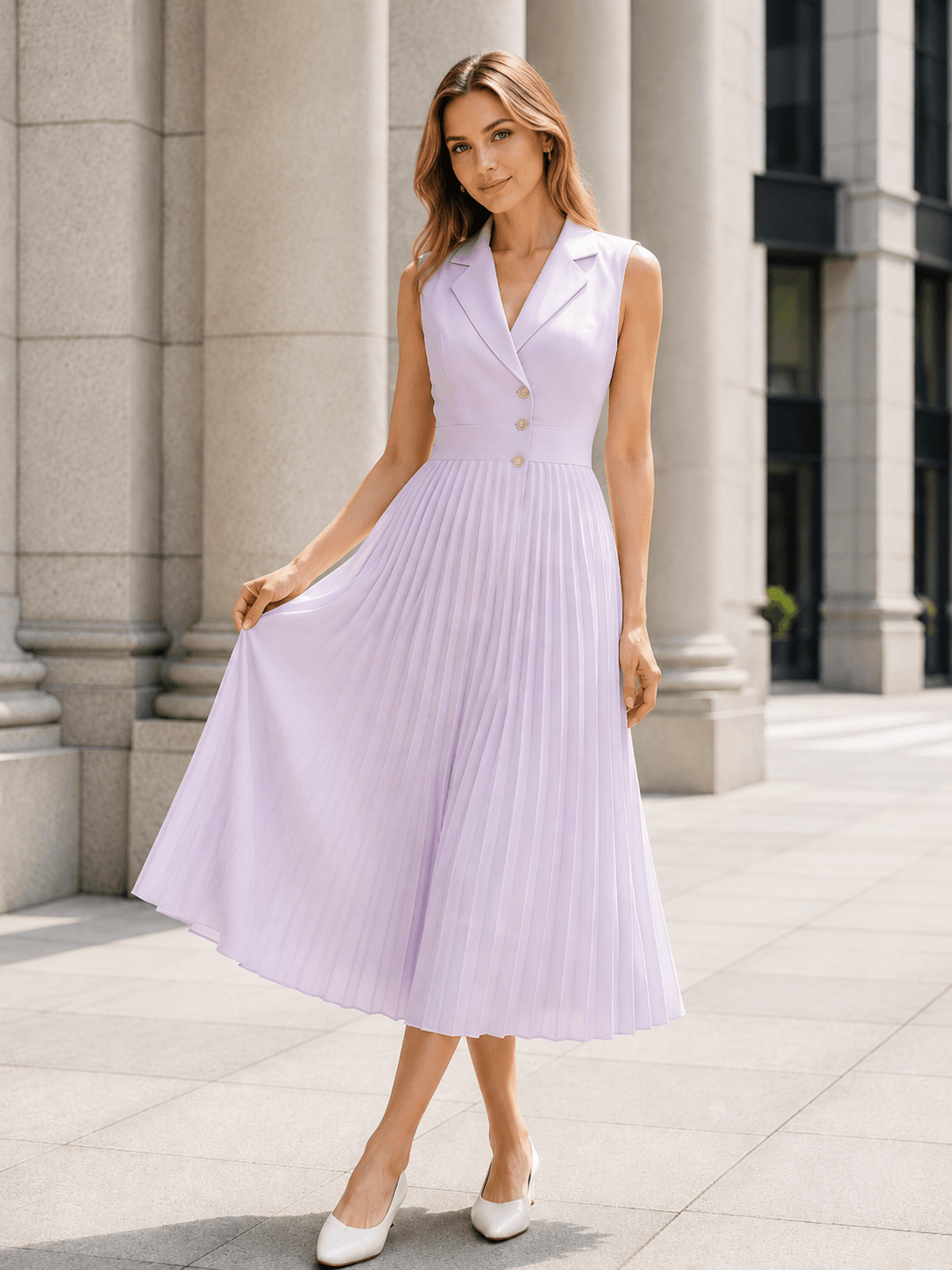 High-Waist Ruched Dress