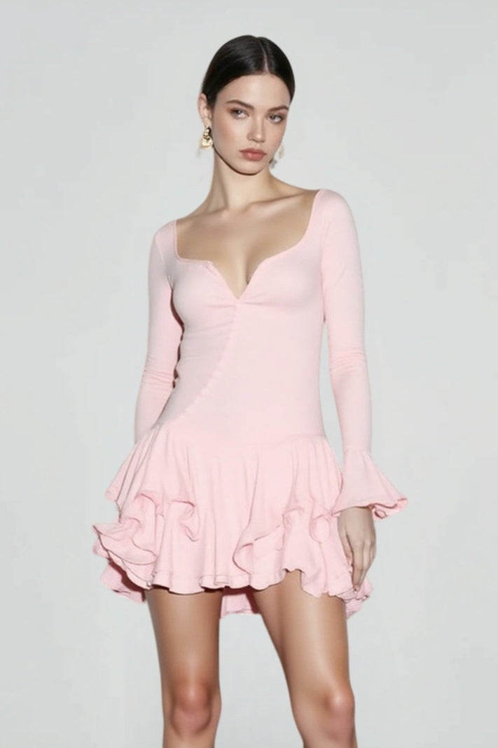 Flare Sleeve Bodycon Party Mini Dress - View 3