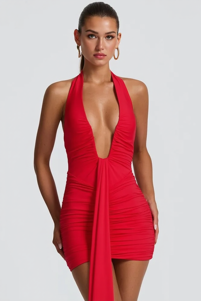 Backless Halter-Neck Mini Dress