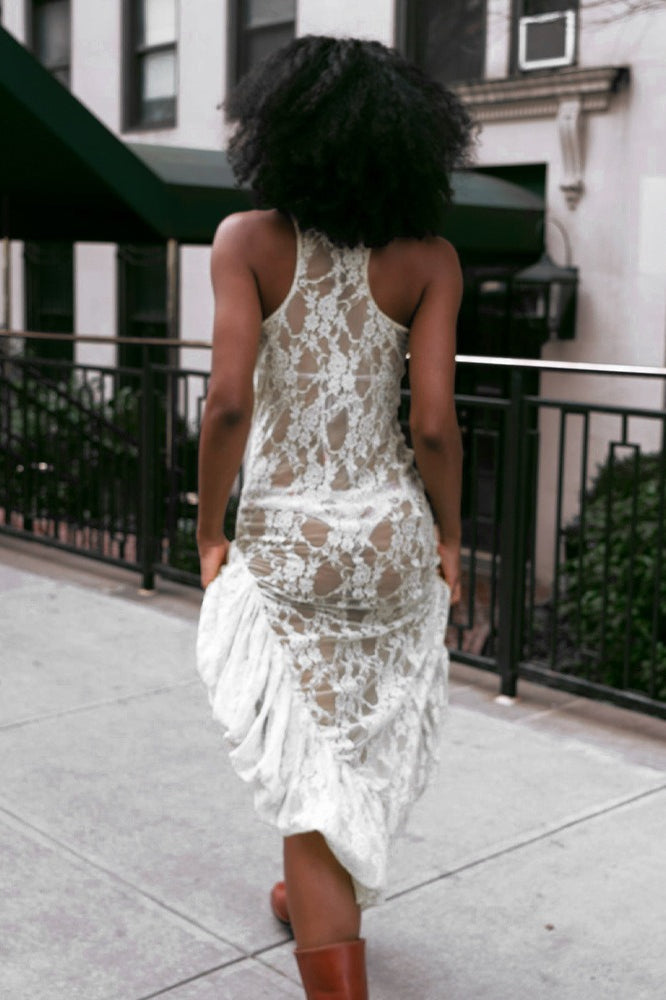 Lace Sheer Mesh Dress