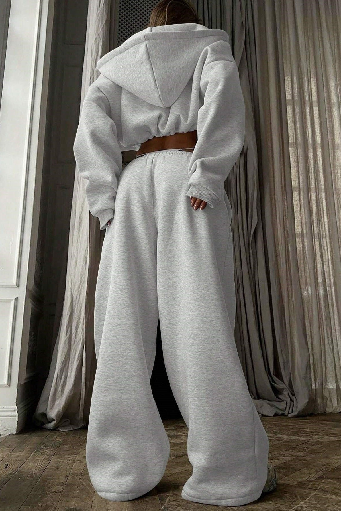 Sporty Crewneck Sweatpants Activewear Set