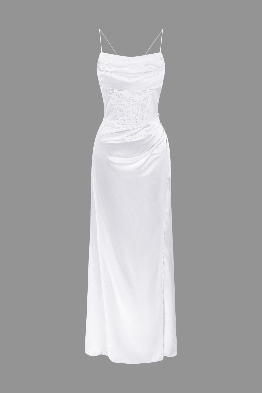 Corset Cowl Neck High Slit Maxi Dress - View 12