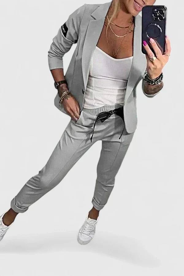 Long Sleeve Blazer and Slim Trousers Two Piece Set 5
