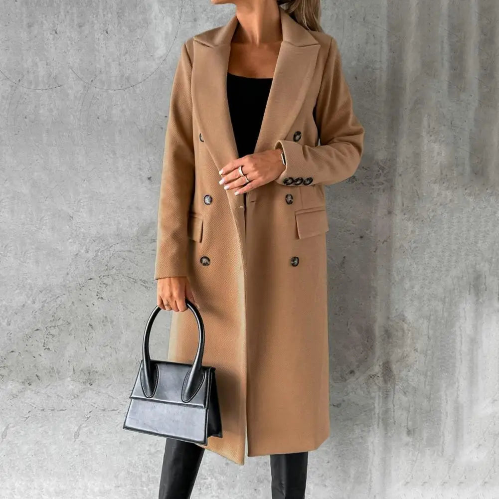 Double Breasted Notch Lapel Longline Coat 2