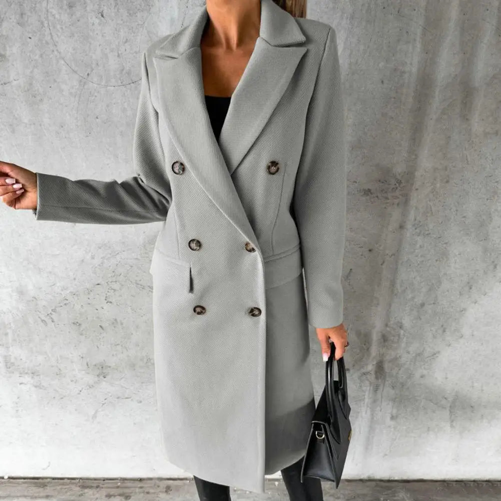 Double Breasted Notch Lapel Longline Coat 3