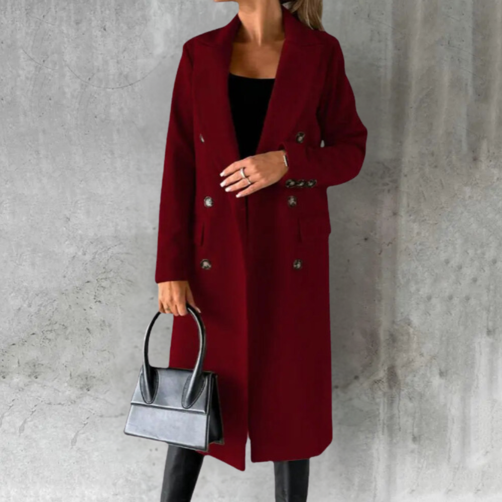 Double Breasted Notch Lapel Longline Coat 4