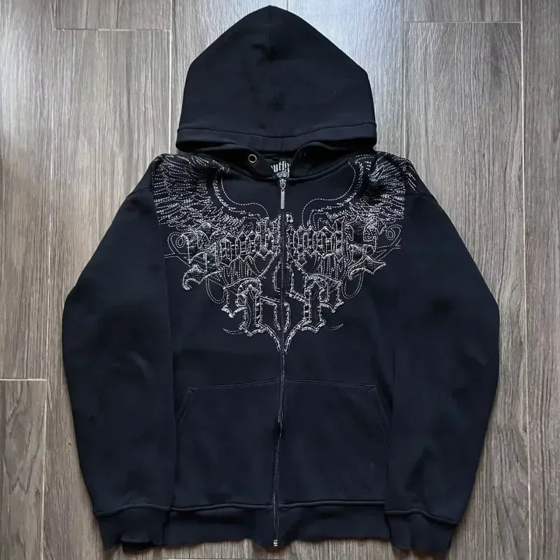 Gothic Skull Zipper Hoodie black 2 / S