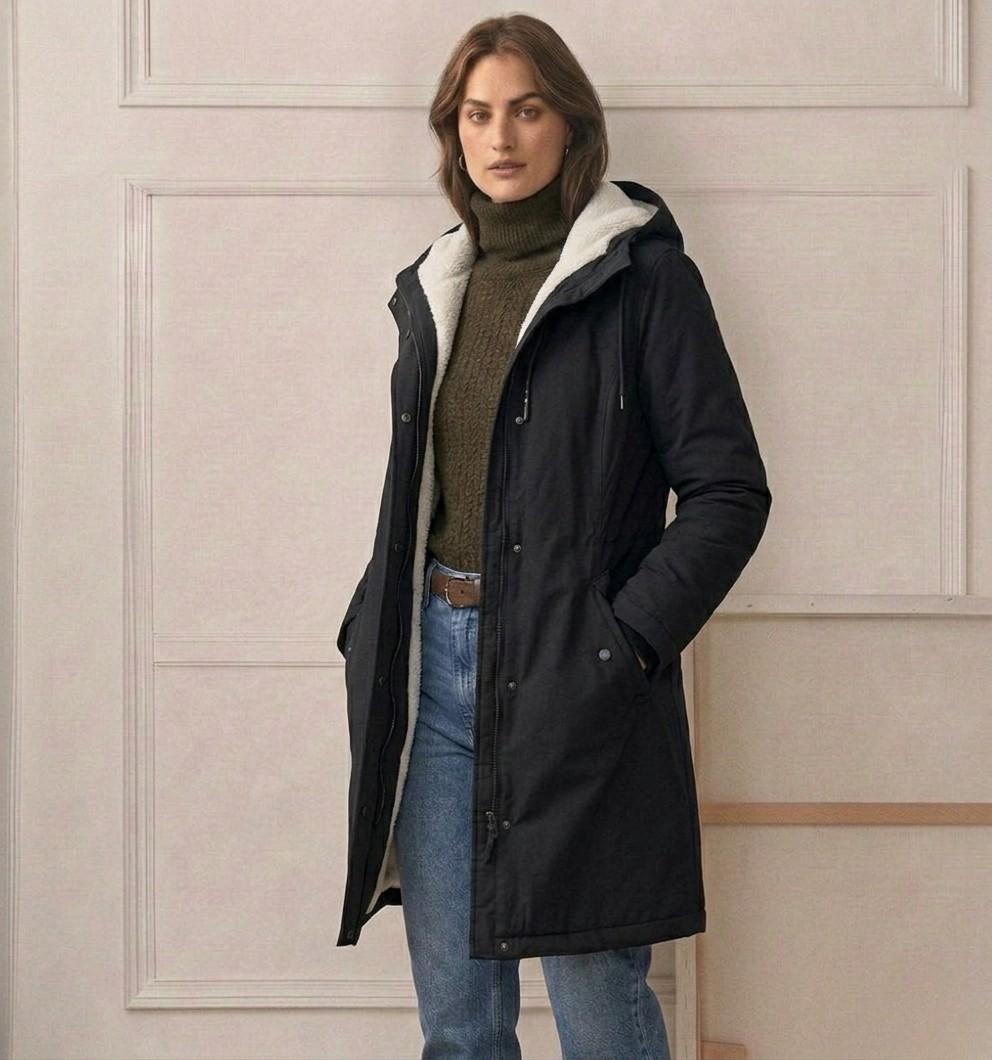 Hooded Fleece Lined Longline Parka Coat 12