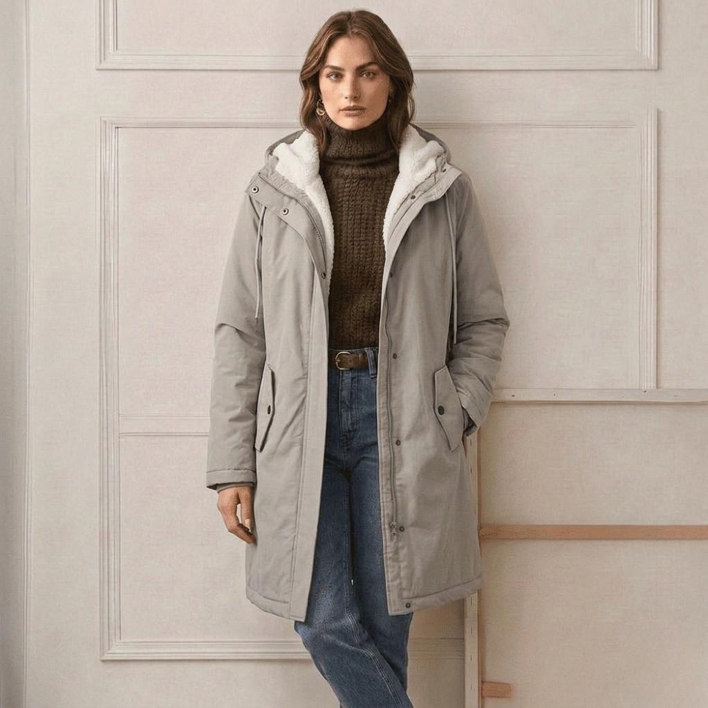 Hooded Fleece Lined Longline Parka Coat 4