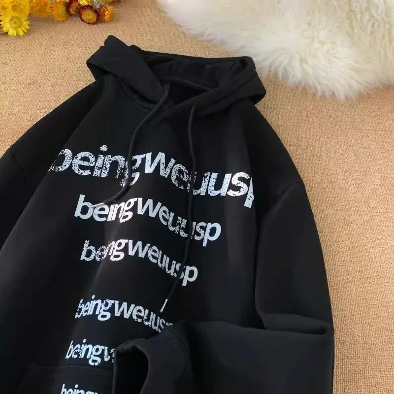 Retro Harajuku Letter Design Oversized Hoodie