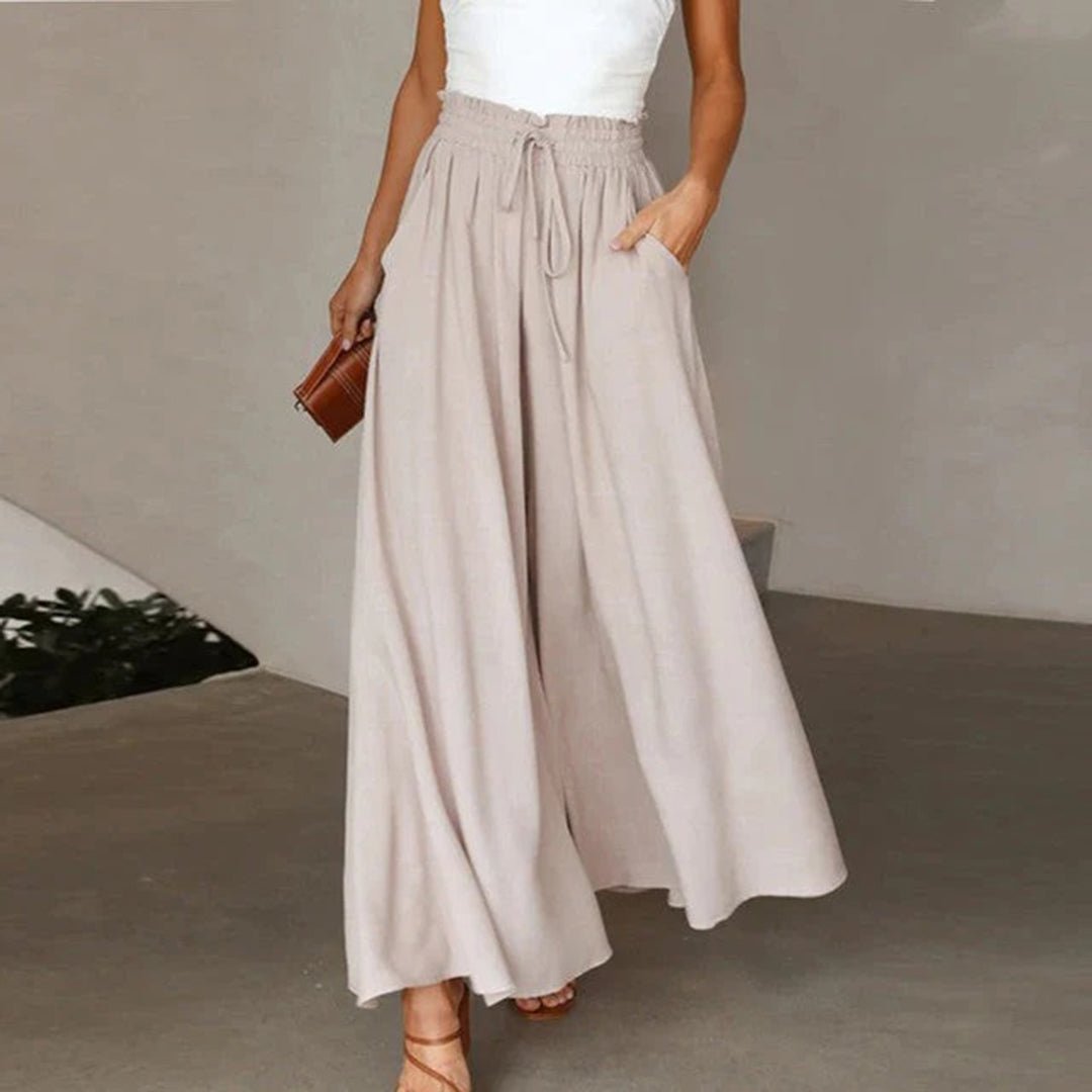 Strapless Smocked Top and Wide Leg Drawstring Pants Two Piece Set 7
