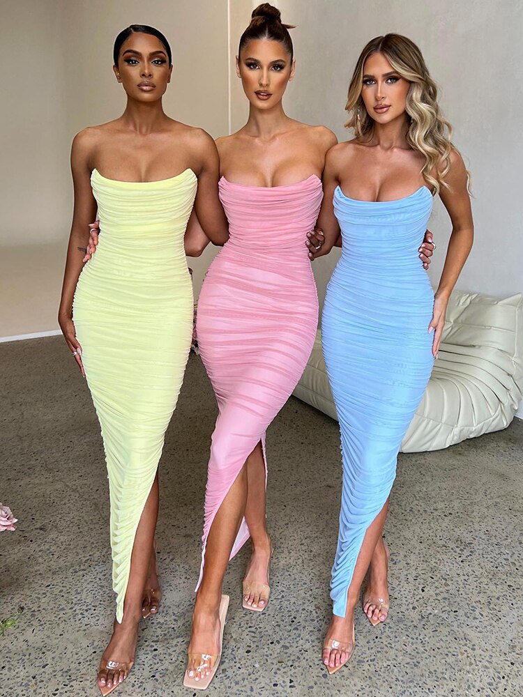 Articat Strapless Mesh Maxi Dress - View 5