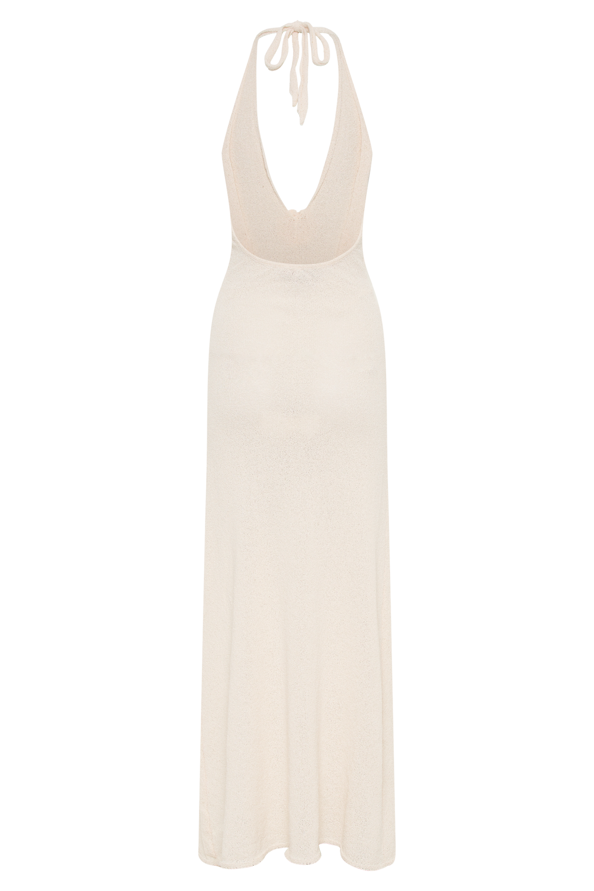 Knit Halter Neck Deep V-Neck Floral Applique High Split Maxi Dress - View 18