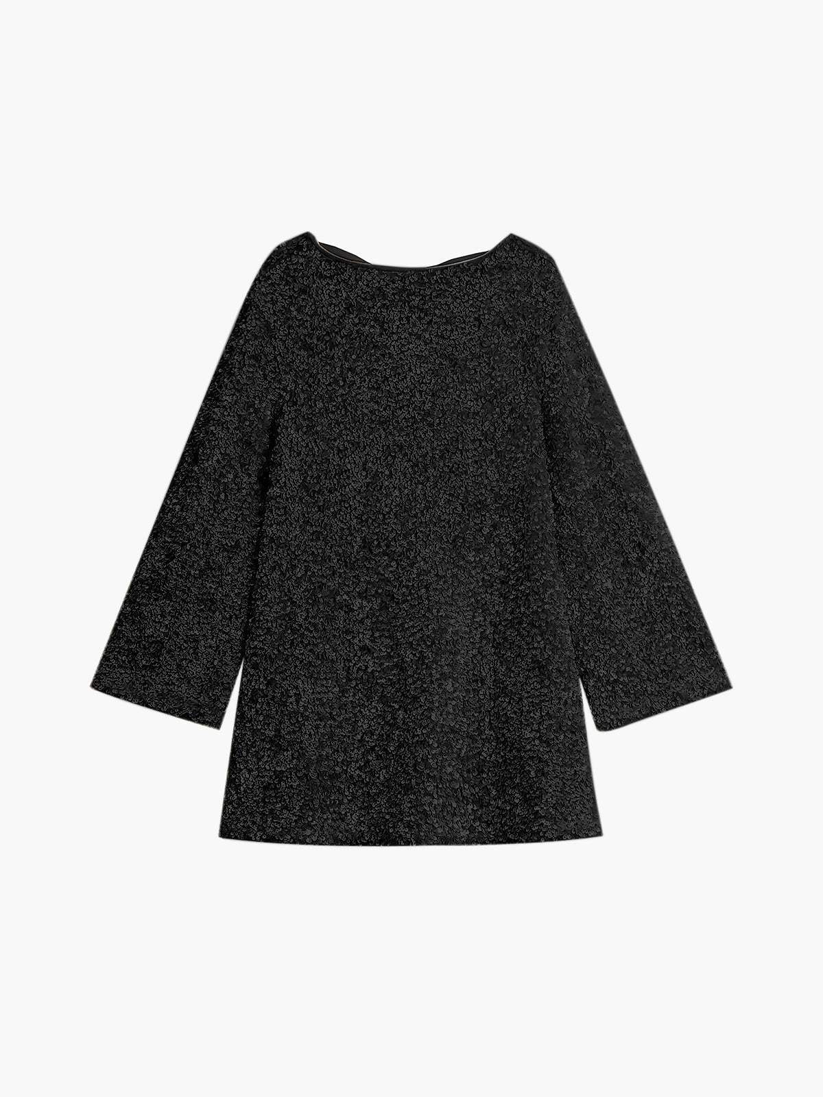 Sequin Bow Neck Long Sleeve Swing Mini Dress - View 8