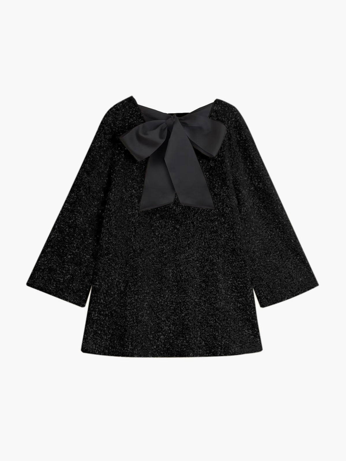 Sequin Bow Neck Long Sleeve Swing Mini Dress - View 6
