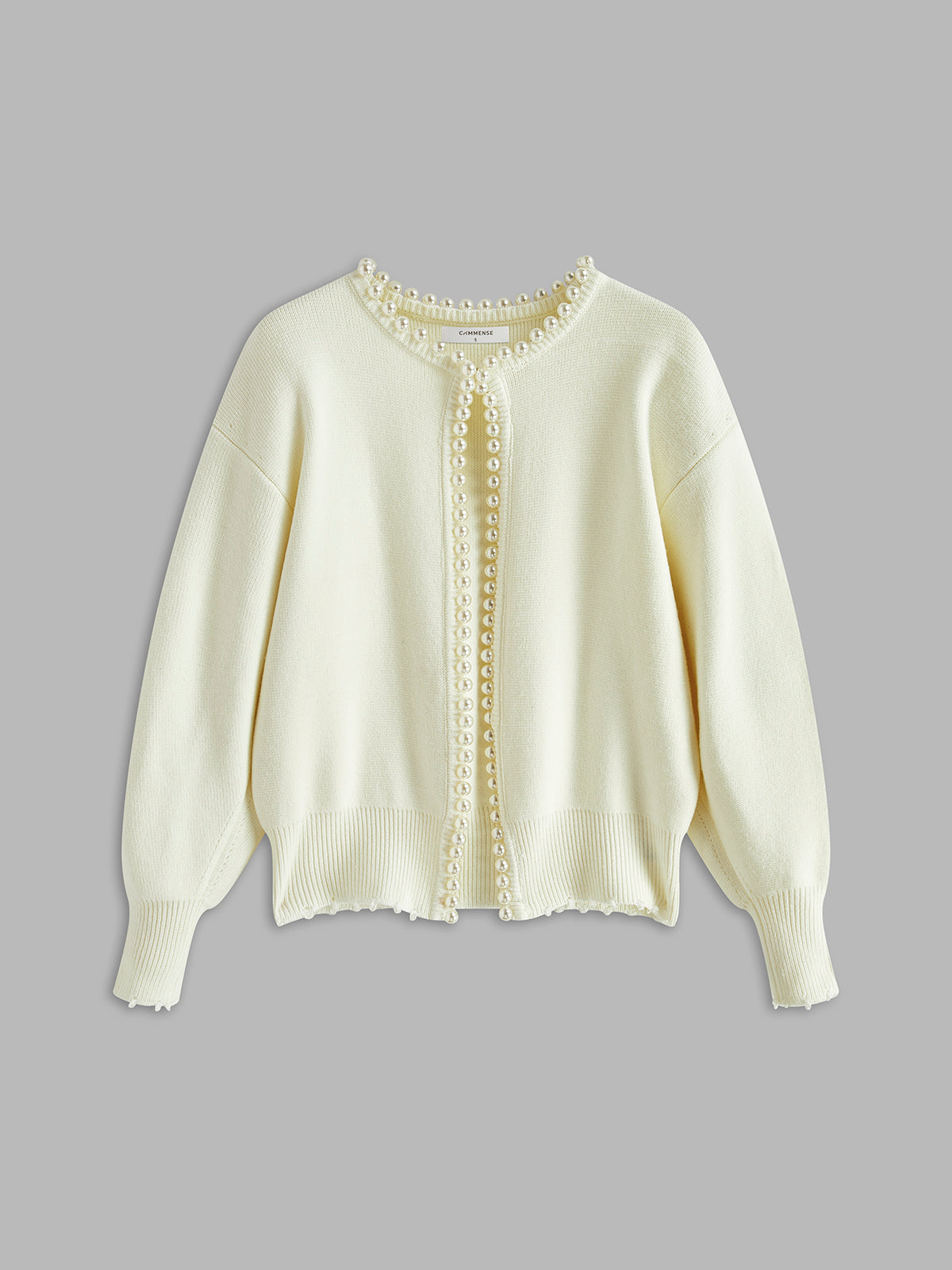 Pearl Trim Open Front Knit Cardigan 2