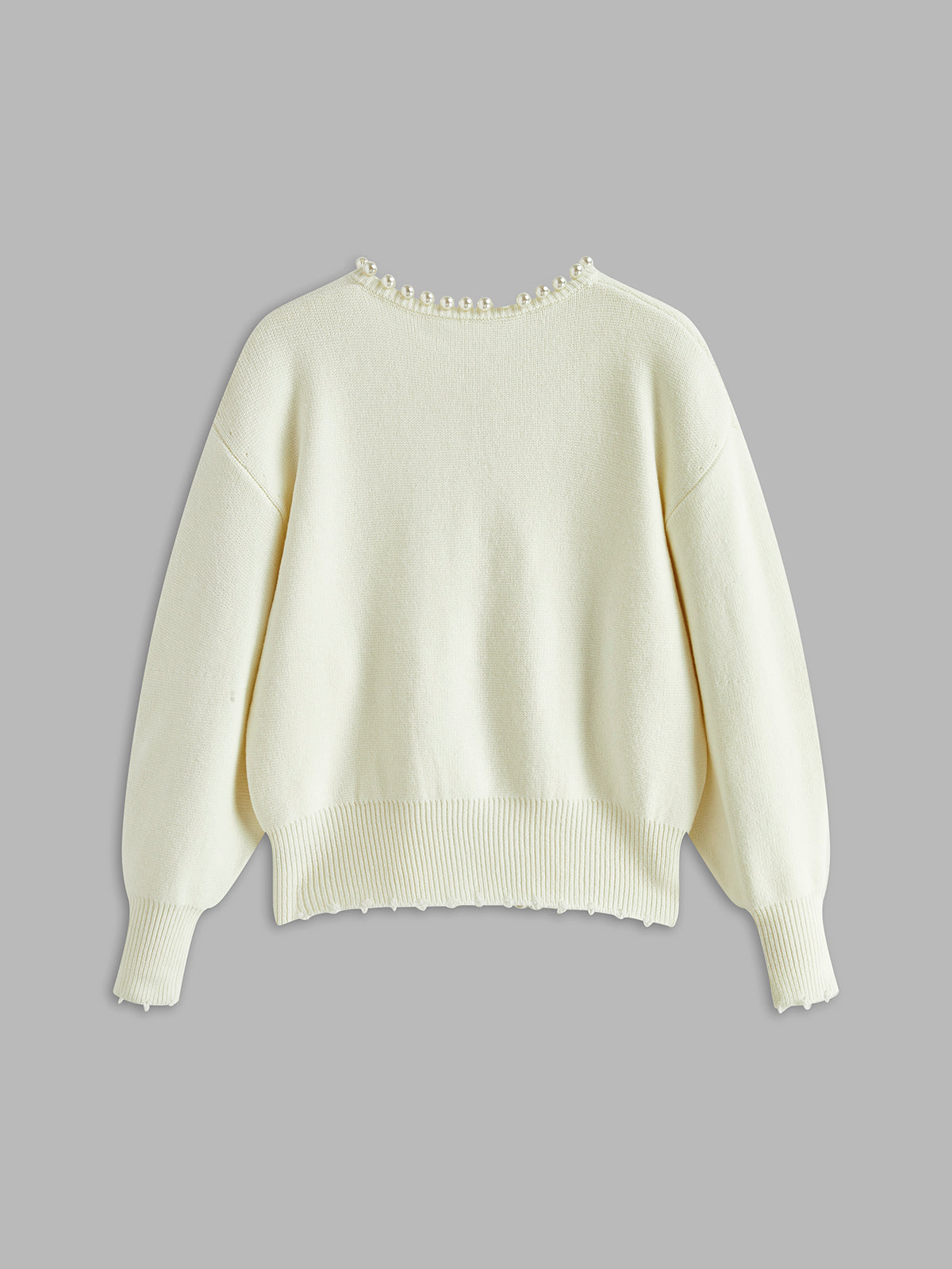 Pearl Trim Open Front Knit Cardigan 3