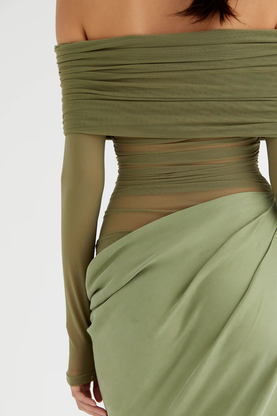 Lillian Off Shoulder Sheer Maxi Mesh Dress - View 11