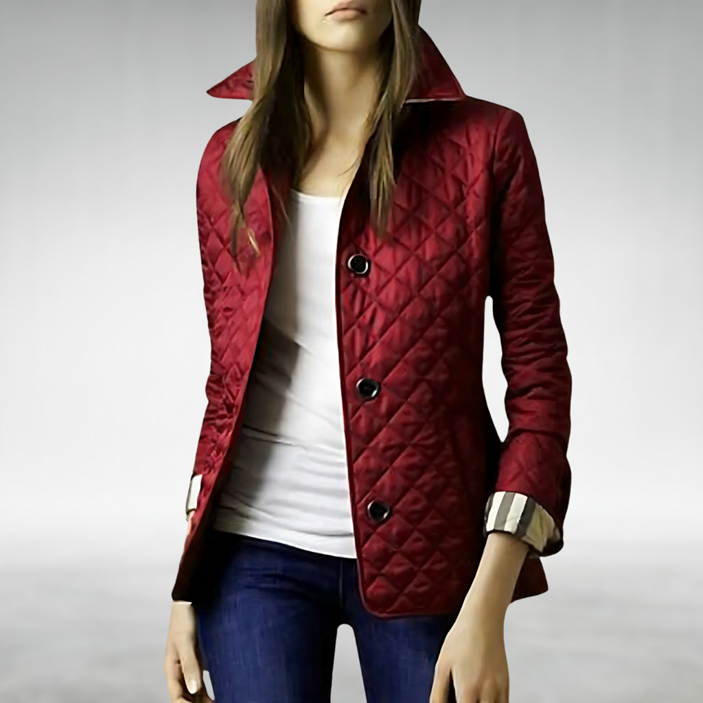 Diamond Quilted Button Front Collared Jacket 4