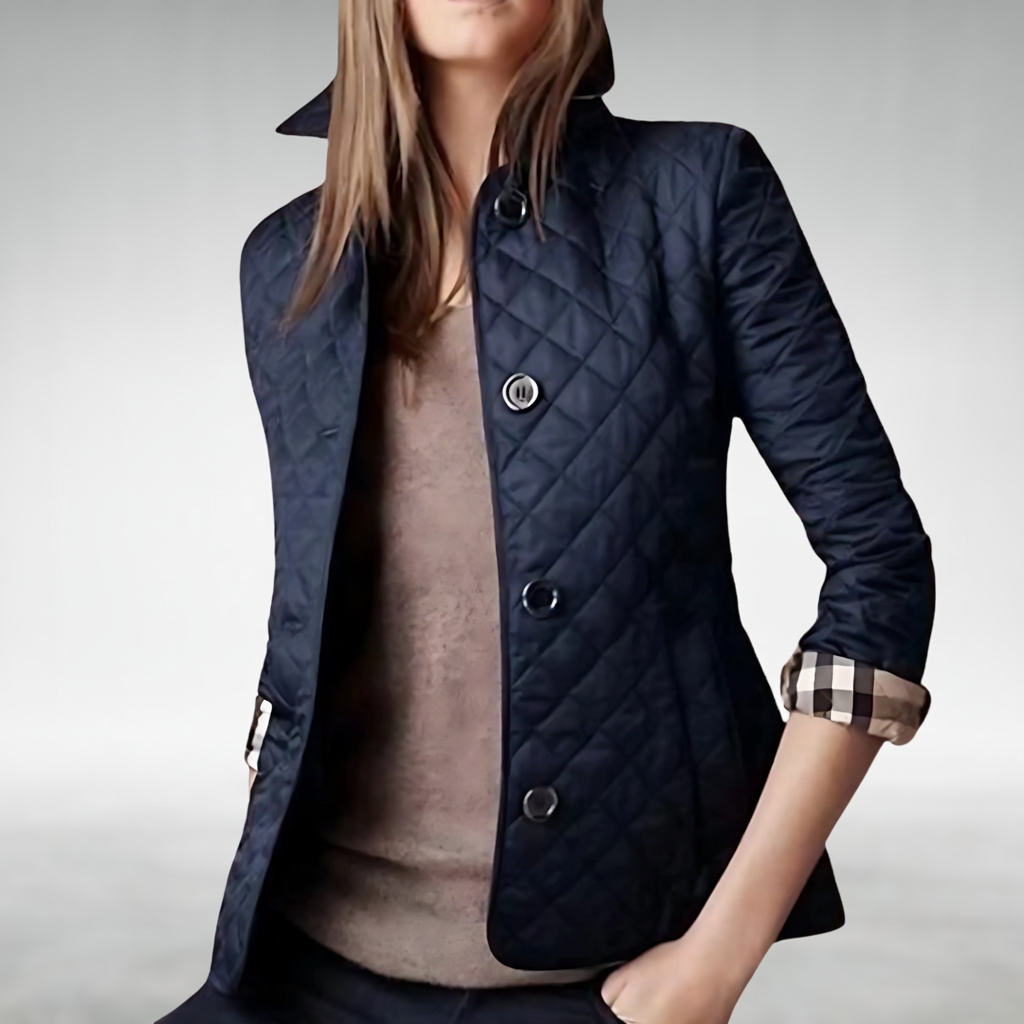 Diamond Quilted Button Front Collared Jacket 5