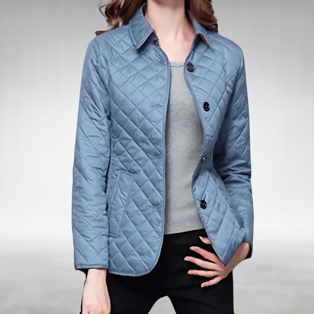 Diamond Quilted Button Front Collared Jacket 3