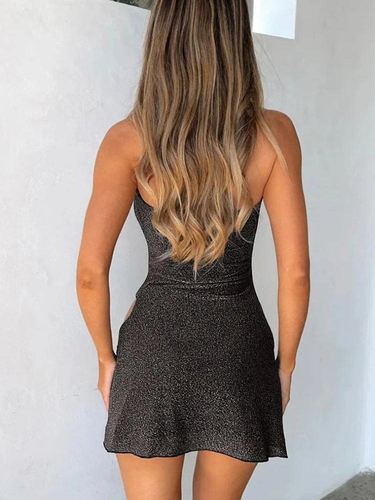 Baddie Glitter High Slit Mini Dress - View 2