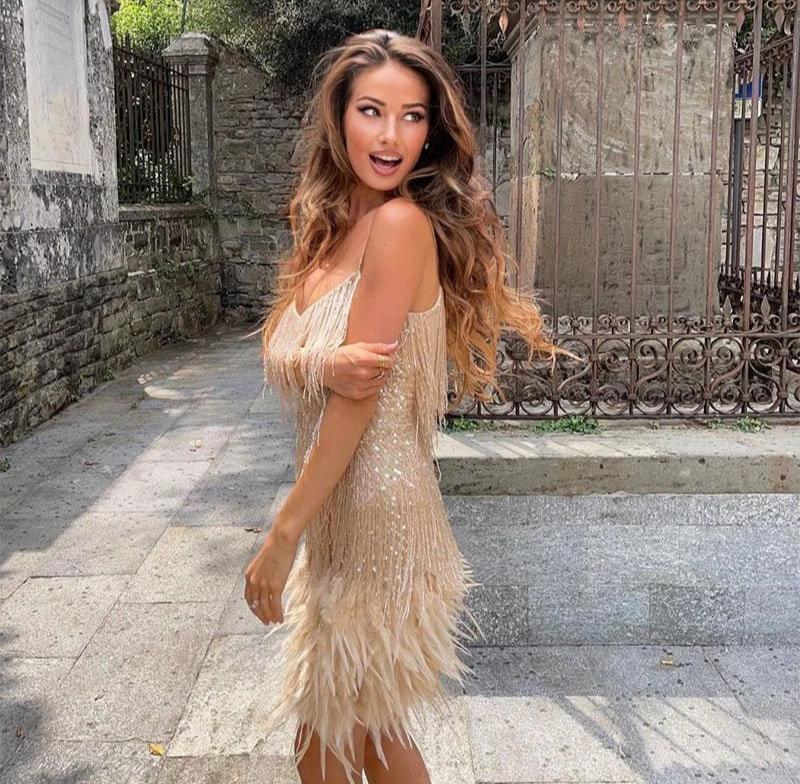 Doriana | Feather Mini Dress - View 5