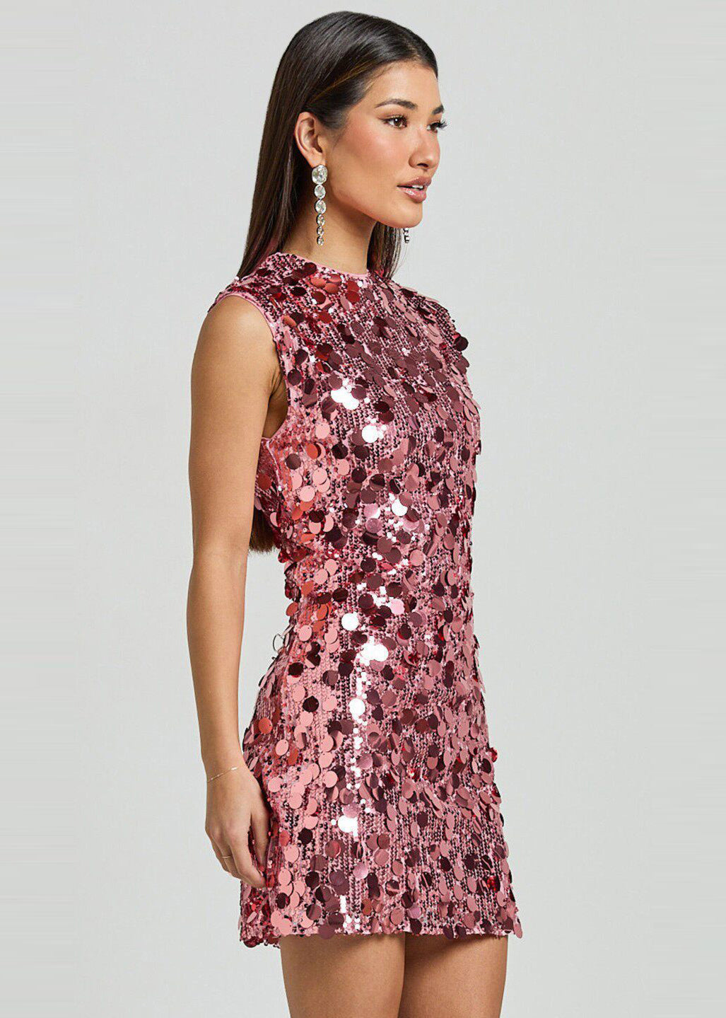 Sequin Crew Neck Sleeveless Bodycon Mini Party Dress - View 3