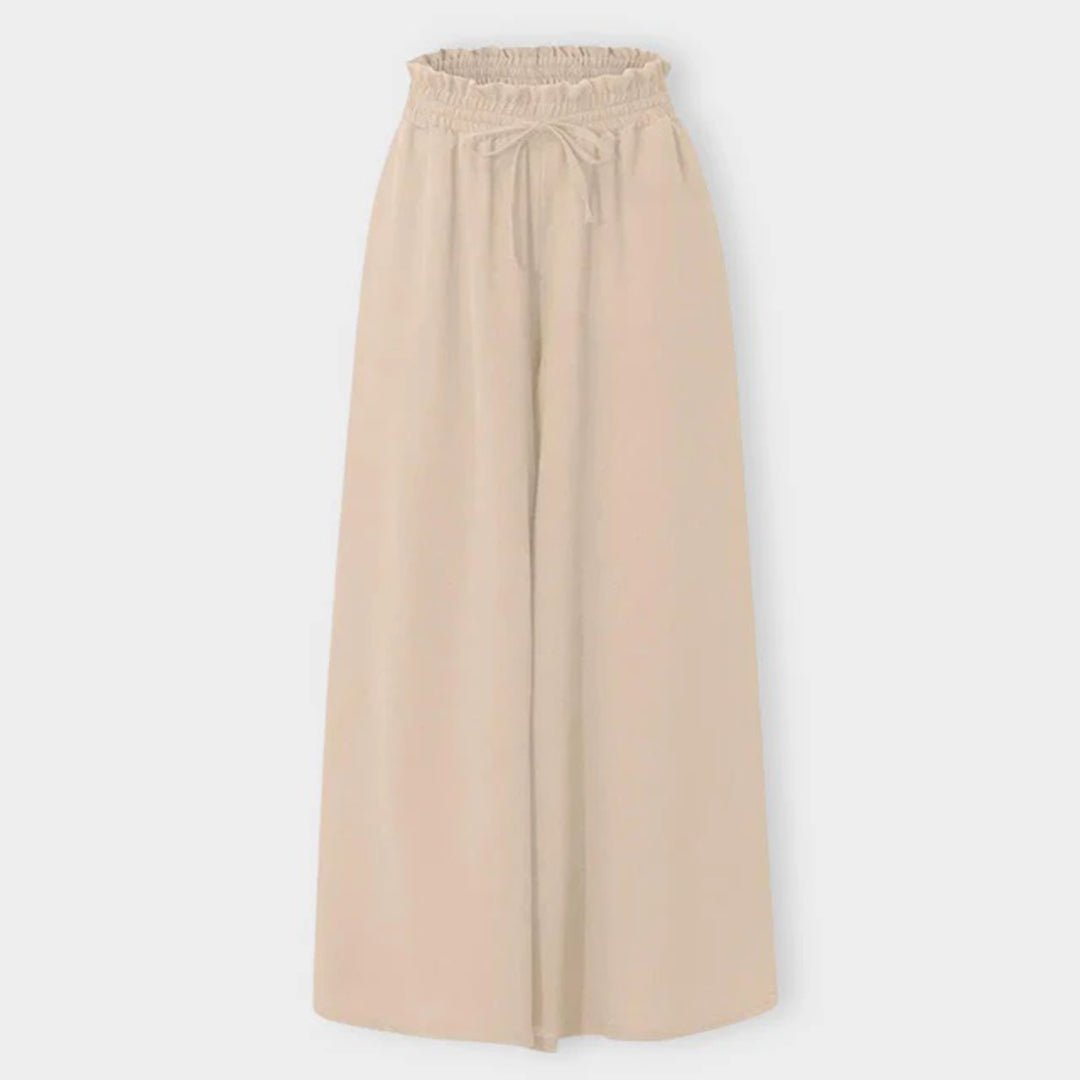 Strapless Smocked Top and Wide Leg Drawstring Pants Two Piece Set 9